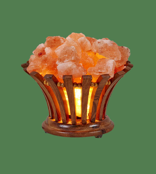 Himalayan Salt Lamp Wooden Flower Basket